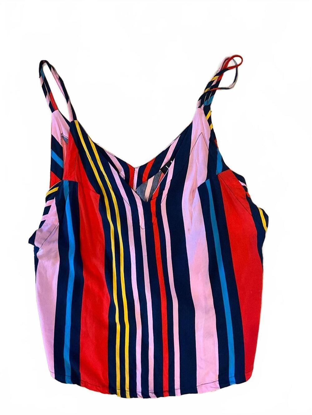 LuLus Multicolor Stripe V neck tank
